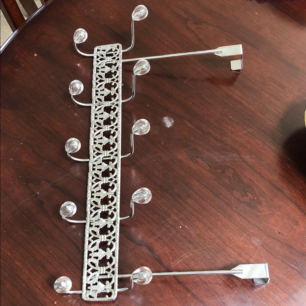 Silver Over-the-Door Jewelry and Accessory Organizer with Crystal Hooks